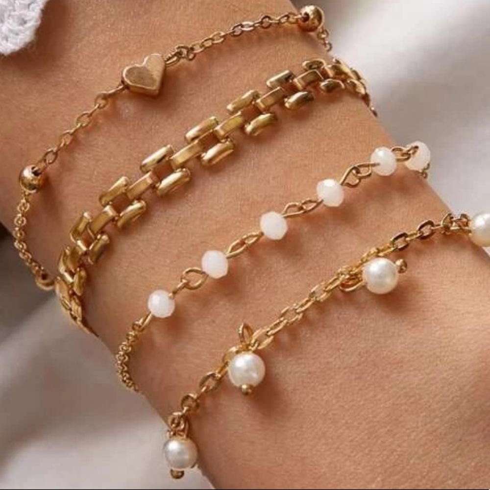Gold Layered Stacking Bracelet Set - Picture 1 of 2